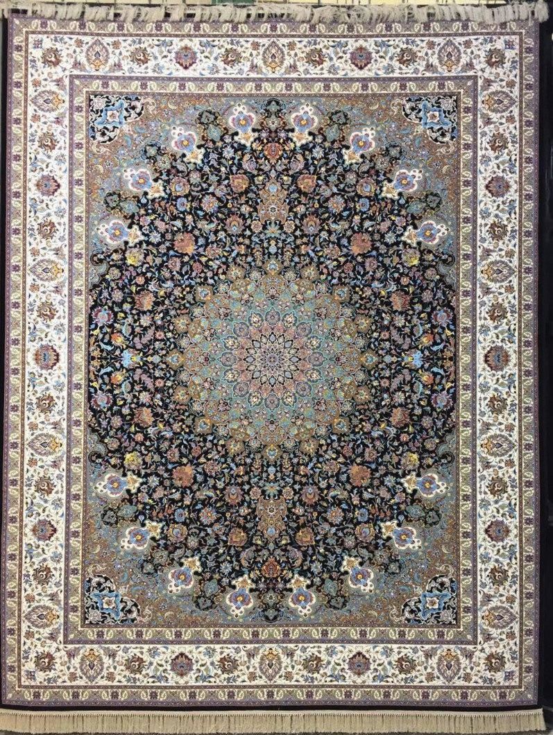 فرش 1200 شانه نقشه صاحبقران زمینه سرمه ای