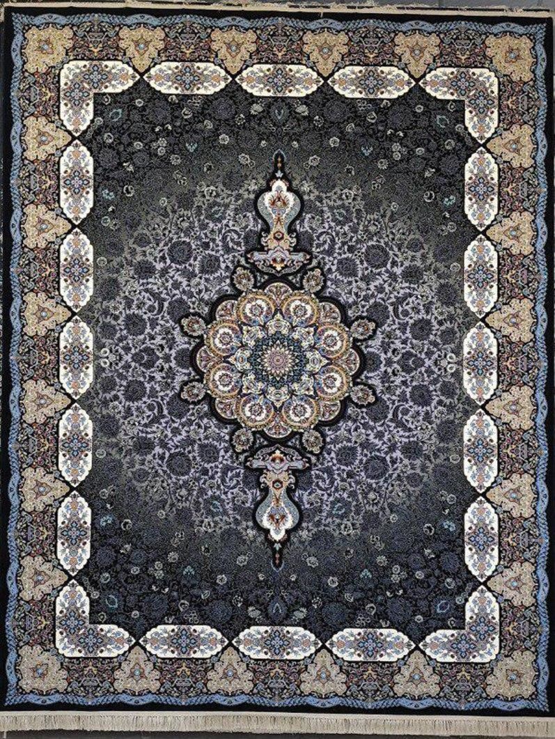 فرش 1200 شانه نقشه فرنگیس زمینه سرمه ای