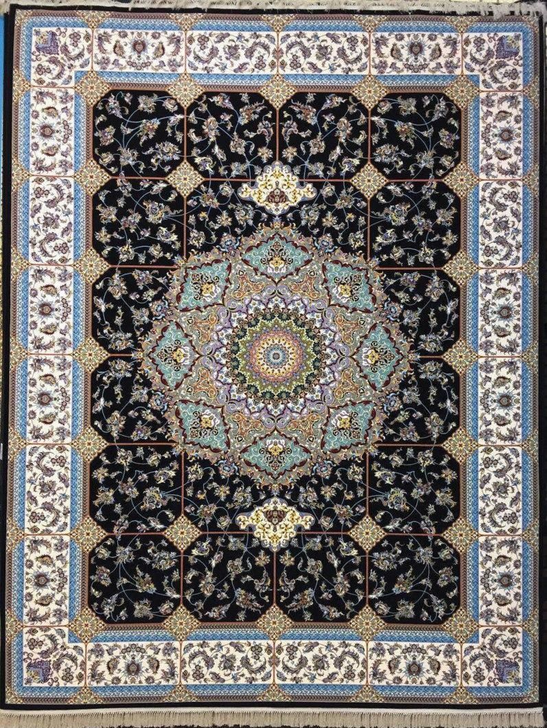 فرش 1200 شانه نقشه مهرگان زمینه سرمه ای