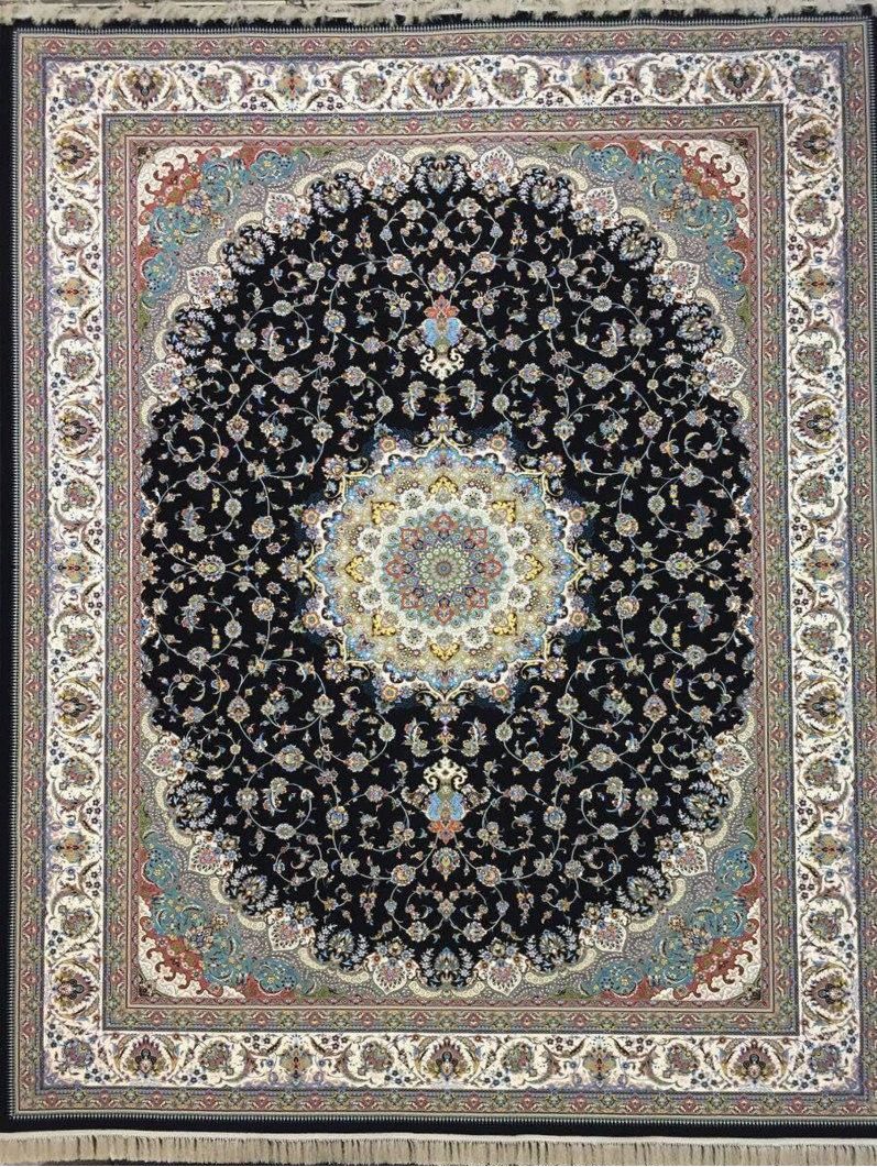 فرش 1200 شانه نقشه اصفهان زمینه سرمه ای 1