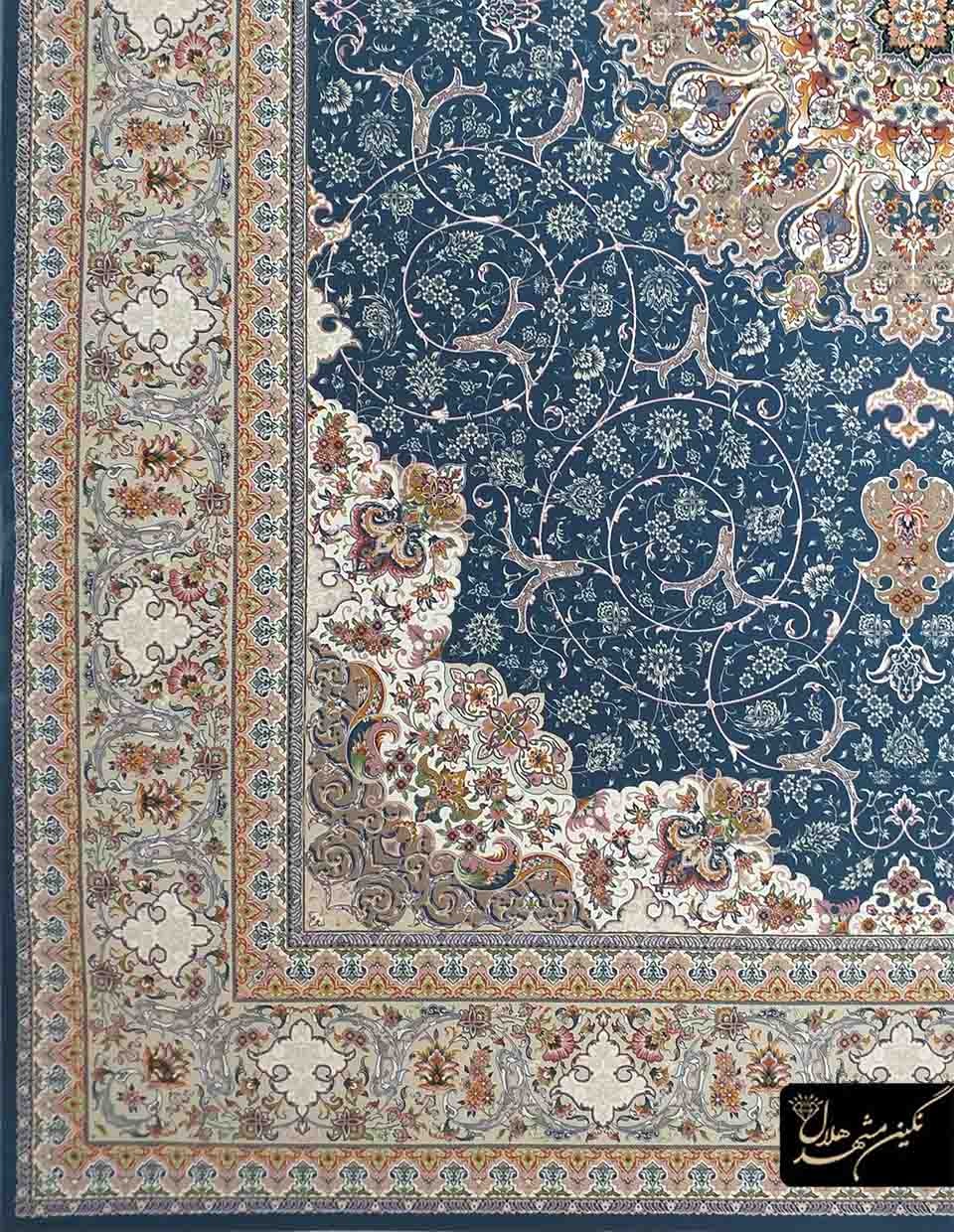 فرش 1200 شانه گل برجسته نقشه بهشت اصفهان کد 7110 زمینه کاربنی 2