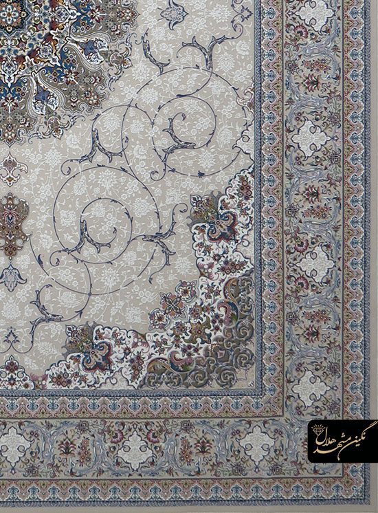 فرش 1200 شانه گل برجسته نقشه بهشت اصفهان کد 7110 زمینه کرم 3