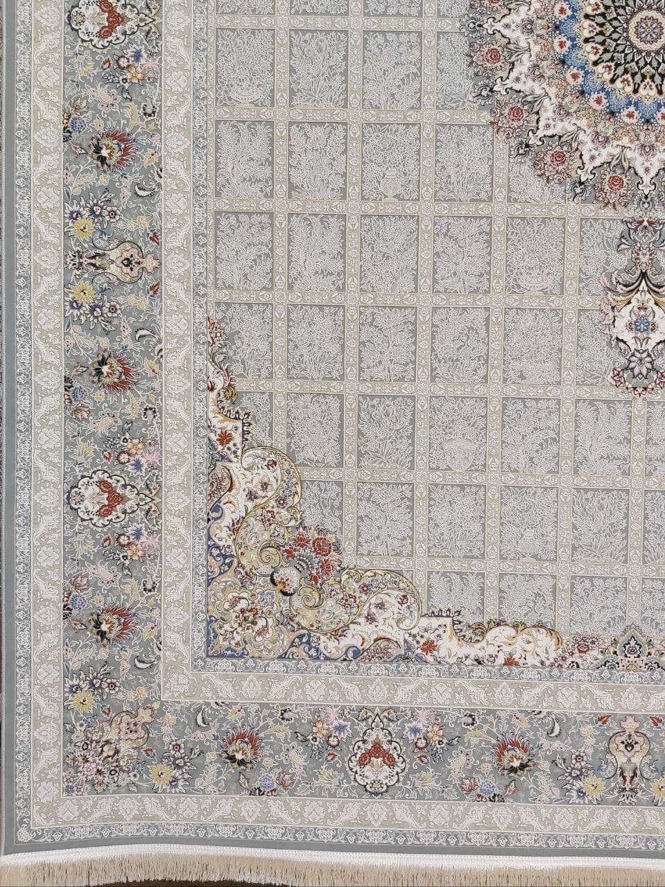 فرش 1500 شانه گل برجسته نقشه مانلی زمینه فیلی 2
