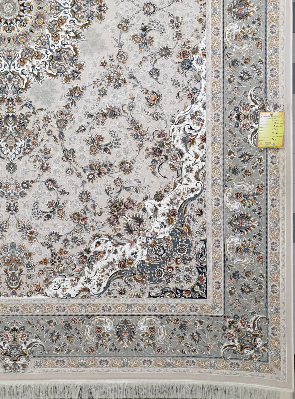 فرش 1500 شانه گل برجسته نقشه افسان زمینه نقره ای 3