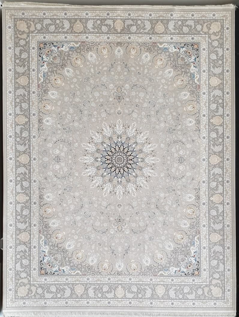 فرش 1200 شانه برجسته نقشه اصفهان زمینه نقره ای 1
