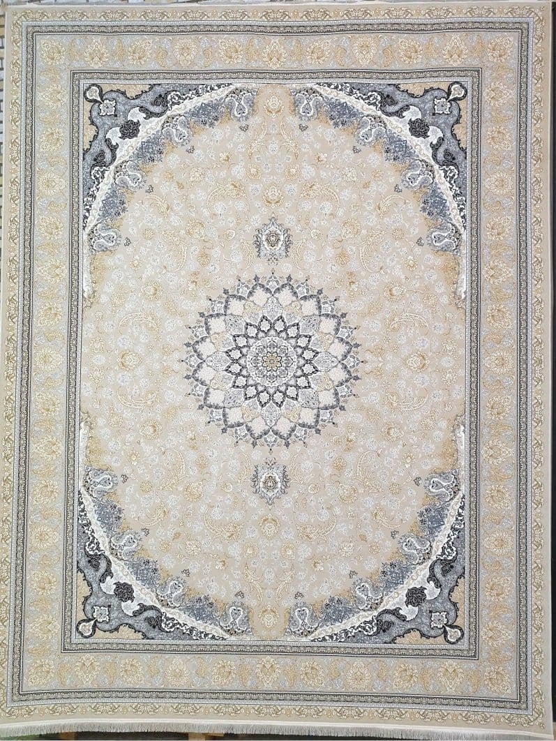 فرش 1200 شانه برجسته نقشه اصفهان زمینه بژ 1