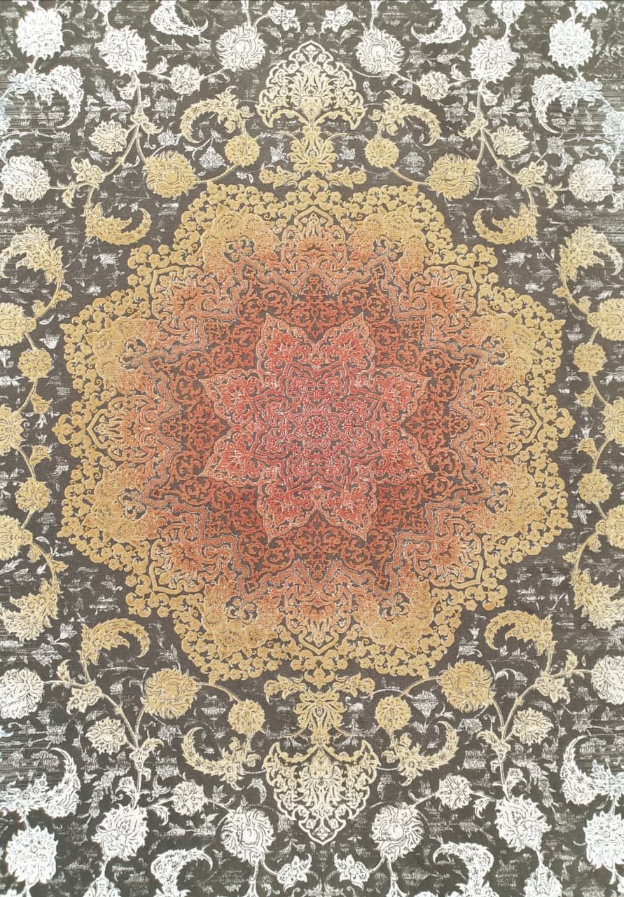 فرش 1200 شانه برجسته وینتیج نقشه اصفهان DZ زمینه نقره ای 3