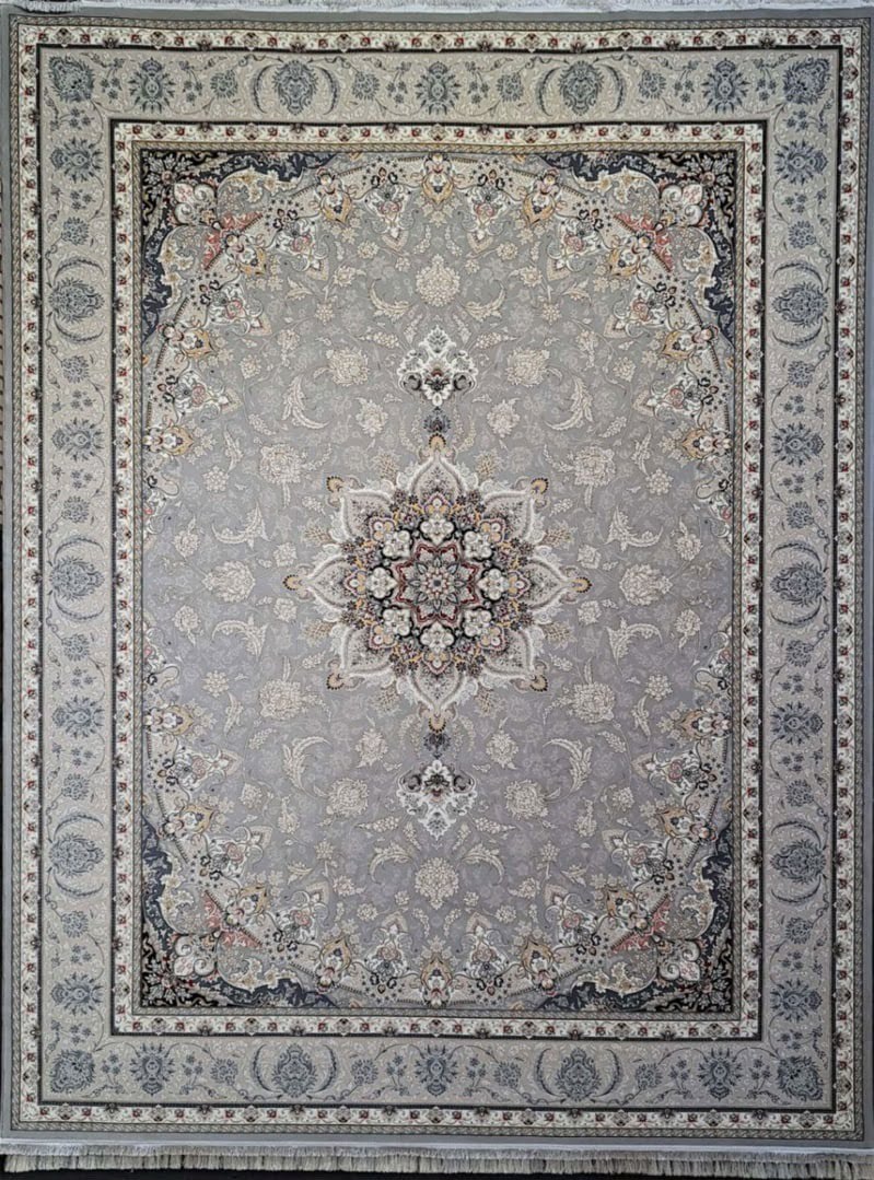 فرش 700 شانه نقشه اصفهان زمینه نقره ای 1
