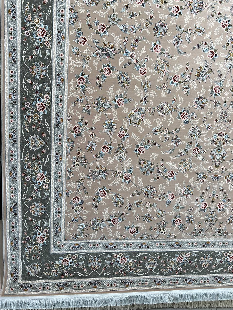 فرش 1200 شانه نقشه افشان ابرا زمینه بژ 2 فرش ۱۲۰۰ شانه نقشه افشان ابرا زمینه بژ - Image 2