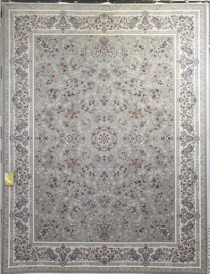فرش ۱۵۰۰ شانه برجسته نقشه محیا زمینه نقره ای