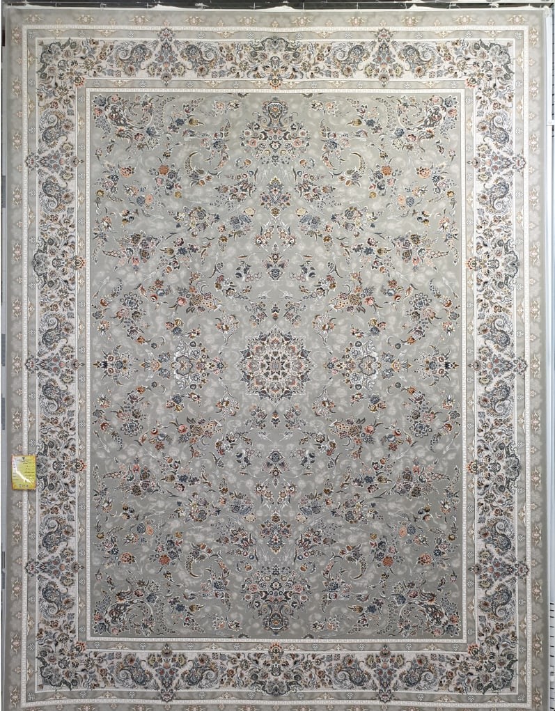 فرش ۱۵۰۰ شانه برجسته نقشه محیا زمینه نقره ای